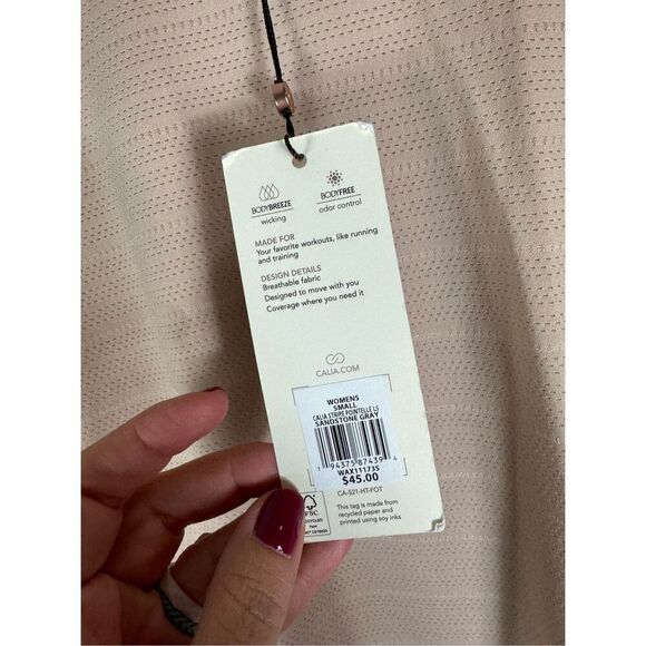 NWT Calia Womens Stripe Pointelle LS Sandstone Gray Shirt Small - Picture 2 of 4